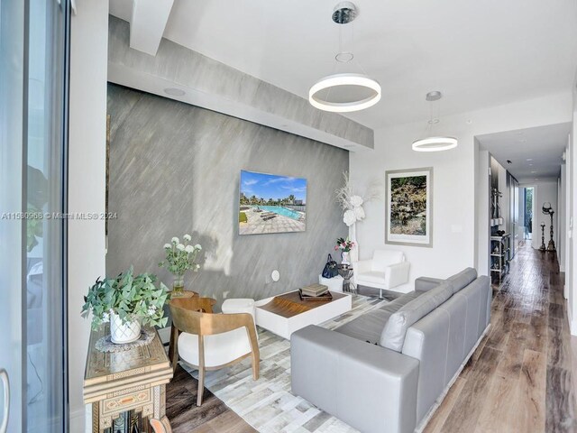 living room with wood-type flooring