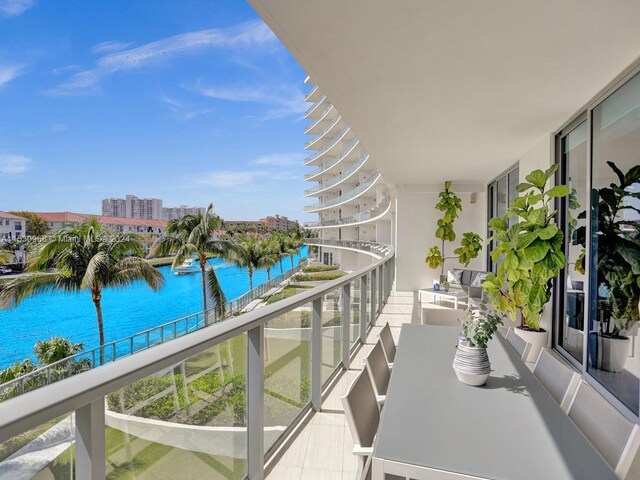 balcony with a water view