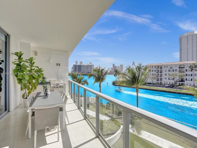 balcony with a water view