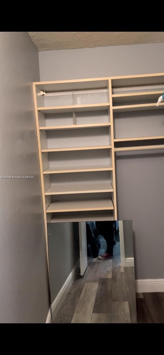 walk in closet featuring dark wood-type flooring