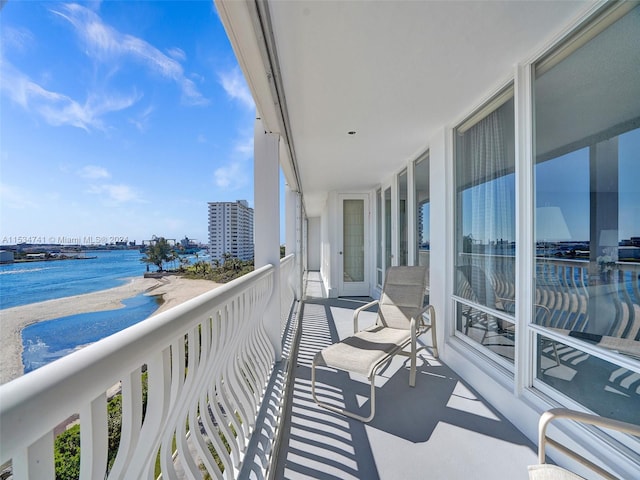 balcony with a water view