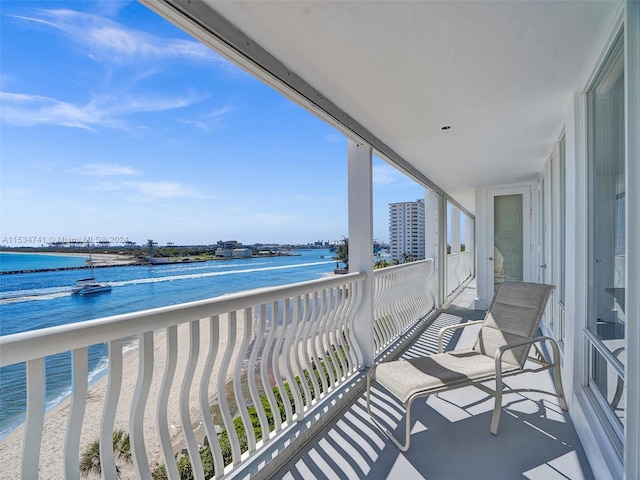 balcony with a water view