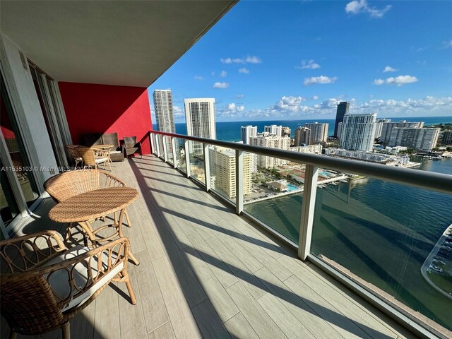 balcony with a water view