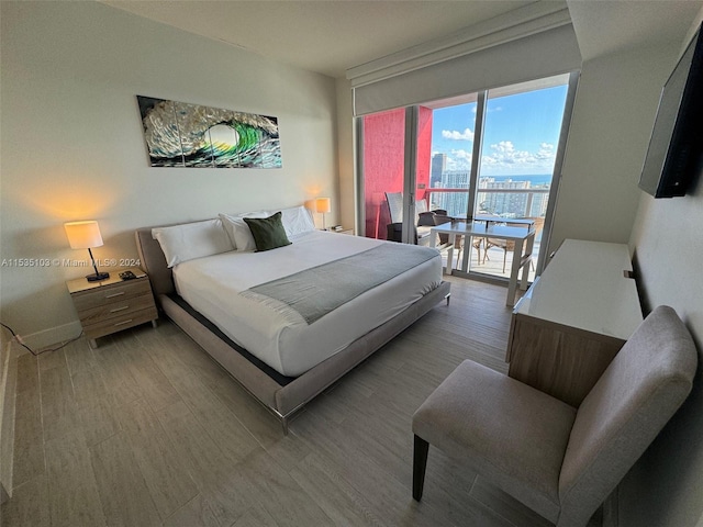 bedroom featuring light hardwood / wood-style flooring