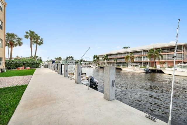 dock area featuring a water view