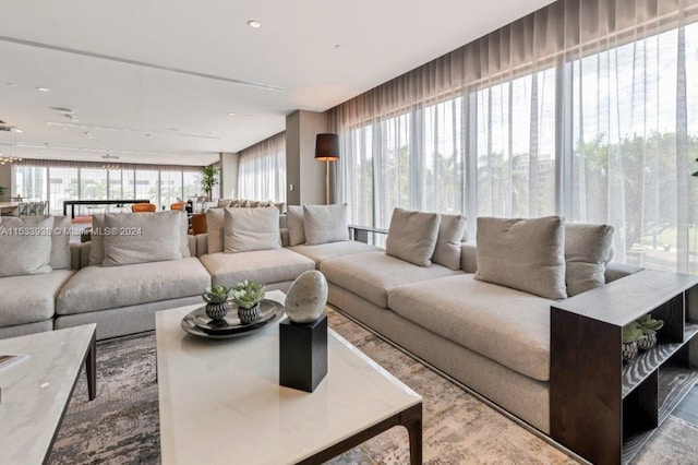 living room featuring a wealth of natural light