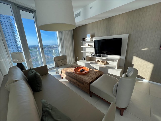 view of tiled living room