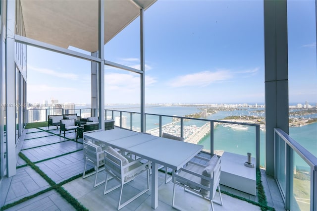 balcony with a water view