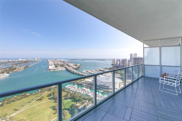 balcony with a water view