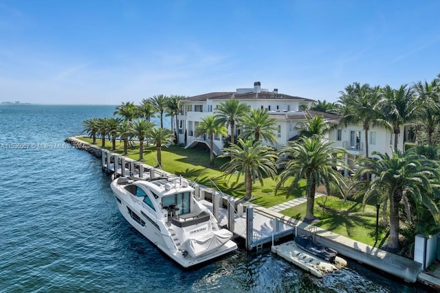 view of dock featuring a water view