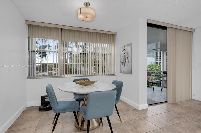 tiled dining area with plenty of natural light