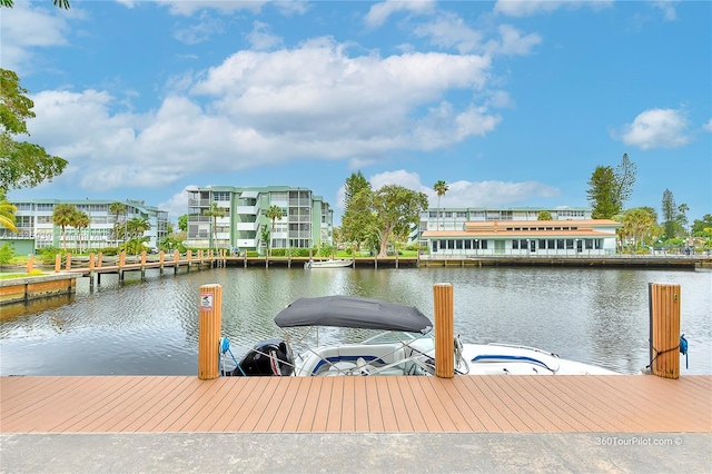 dock area featuring a water view