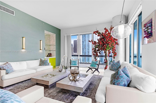 living room featuring plenty of natural light