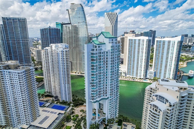 property's view of city featuring a water view