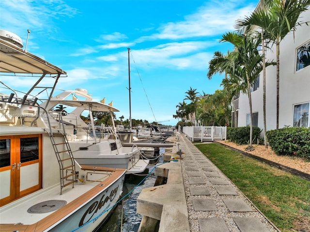 view of dock featuring a water view