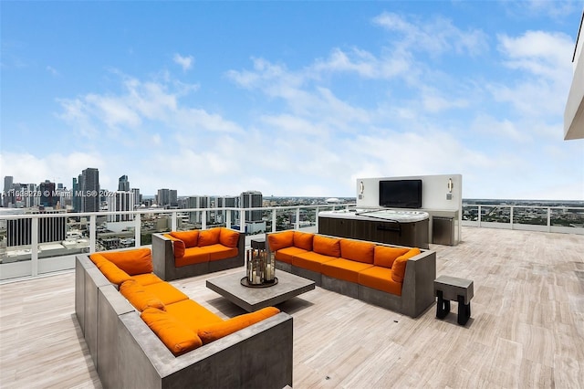 wooden deck with outdoor lounge area