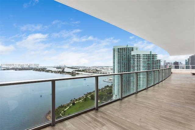 balcony with a water view