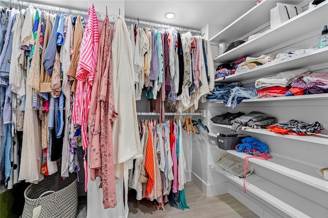 walk in closet featuring light wood-type flooring