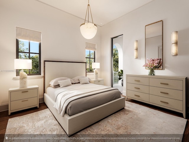 bedroom with hardwood / wood-style floors