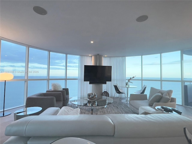 living room featuring plenty of natural light and expansive windows