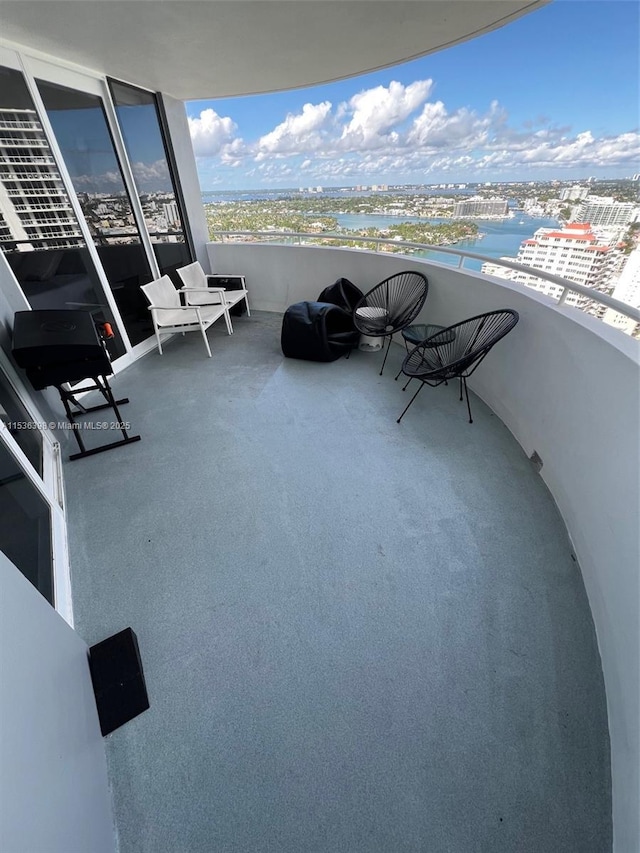 balcony with a water view