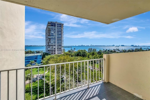 balcony with a water view