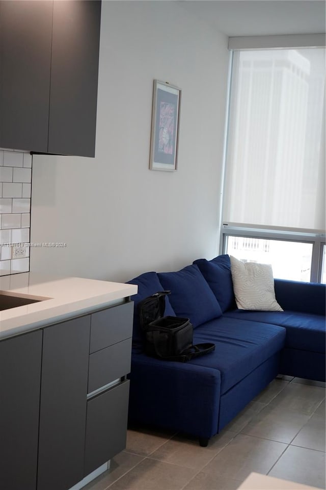 view of tiled living room