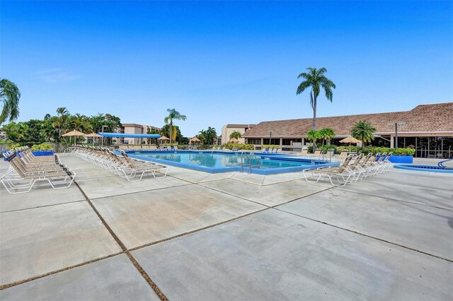 view of pool featuring a patio