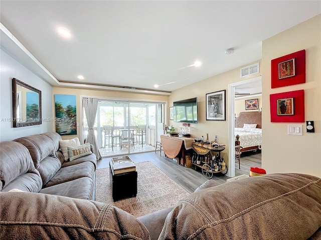 living room featuring light hardwood / wood-style floors