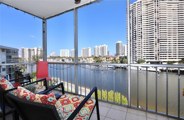 balcony with a water view