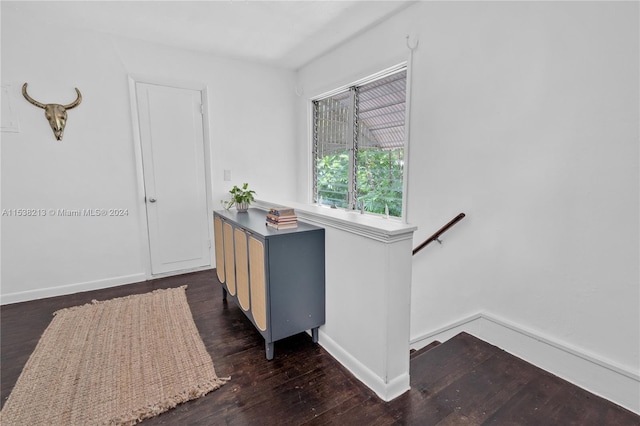 interior space with dark hardwood / wood-style floors