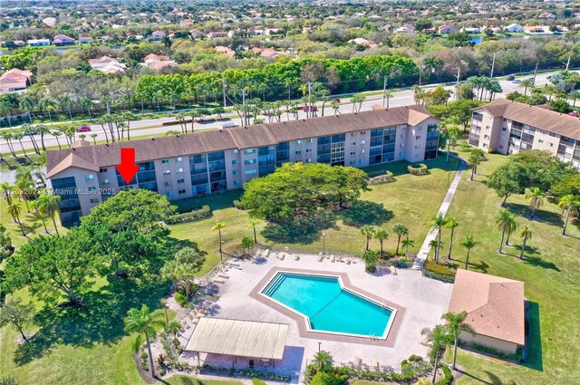 12755 SW 16th Ct Unit 211B, Pembroke Pines, FL 33027 - aerial view of a pool and apartment complex / building