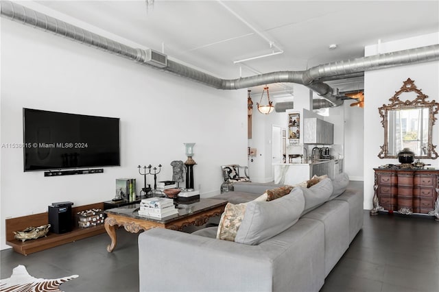 view of tiled living room