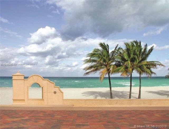 property view of water with a beach view