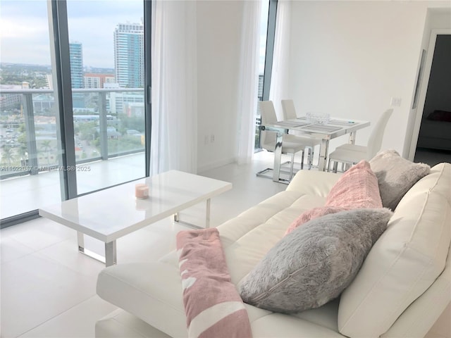 living room featuring expansive windows