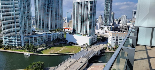 property's view of city with a water view