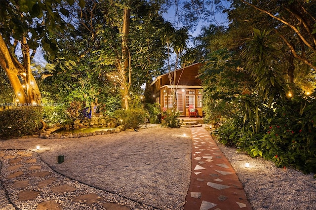 view of yard with french doors