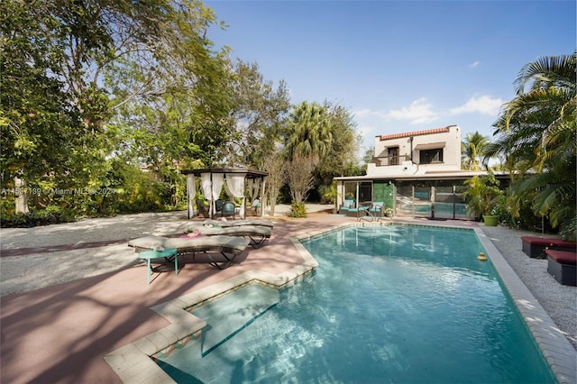 view of swimming pool with a patio area