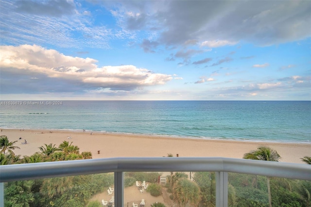 property view of water featuring a view of the beach