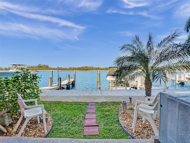 dock area featuring a water view