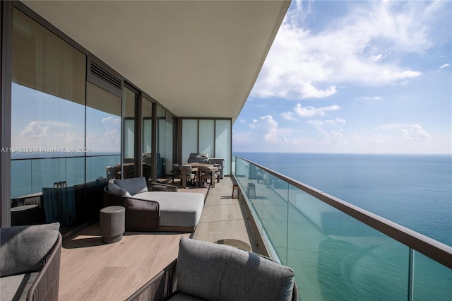 balcony with a water view