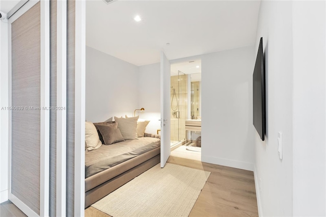 living area with light wood-type flooring