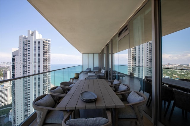 balcony with a water view