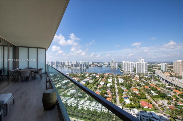 balcony with a water view