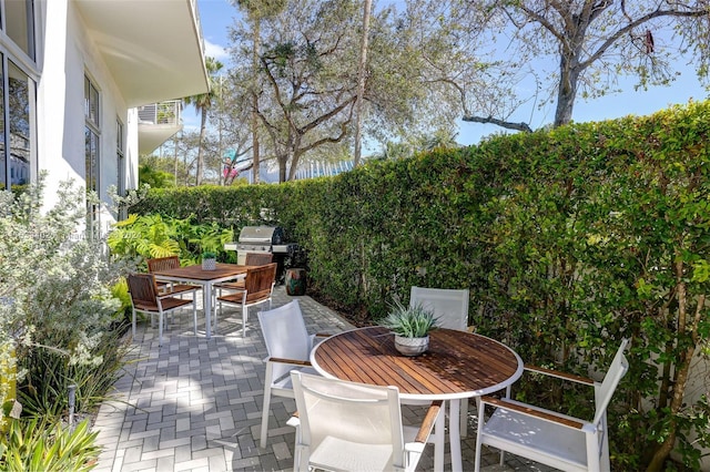 view of patio / terrace featuring a grill