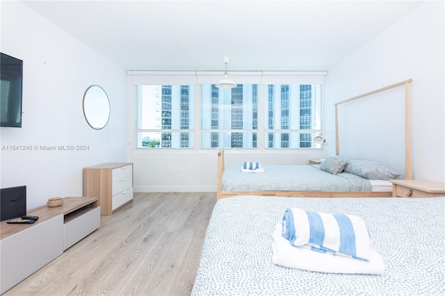 bedroom with light hardwood / wood-style floors