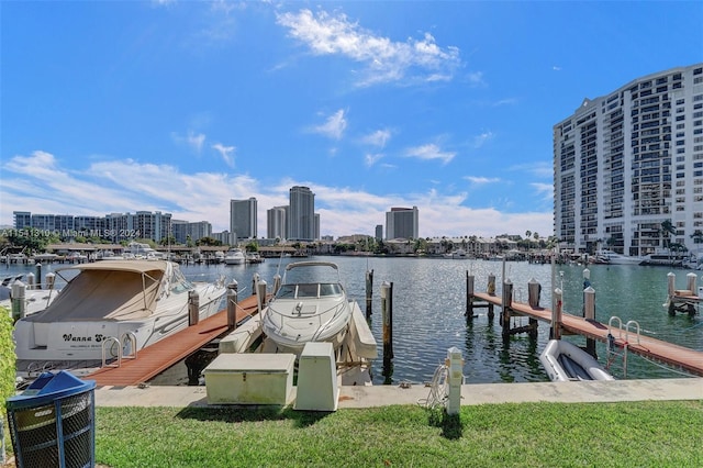 view of dock featuring a water view