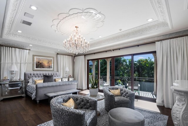 dining room featuring a tray ceiling and a notable chandelier