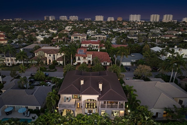 view of aerial view at night