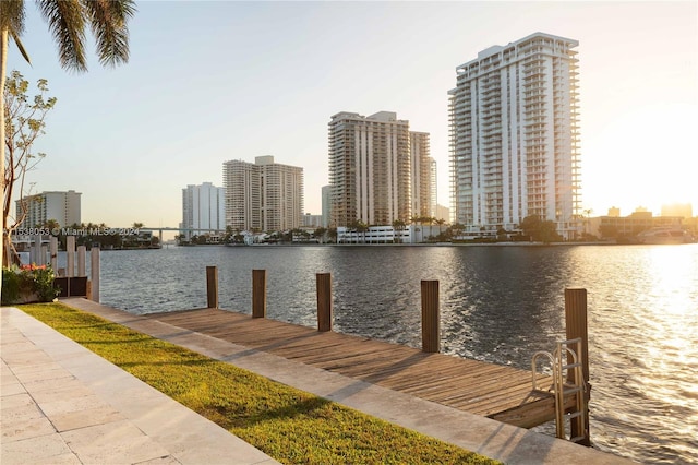 dock area featuring a water view